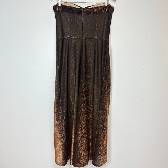 Women’s Bronze Maxi Strapless Dress W/Elbow Length Open-Front Jacket & Scarf - Picture 4 of 15